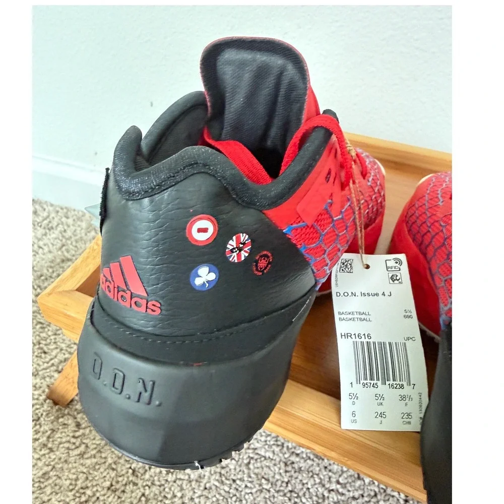 Adidas Marvel Spider-Man DON Issue 4 J Basketball Shoes Red Black HR1616 Size 6Y